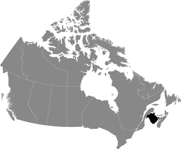 Чорна Мапа Нью Брансвік Всередині Сірої Мапи Канади — стоковий вектор