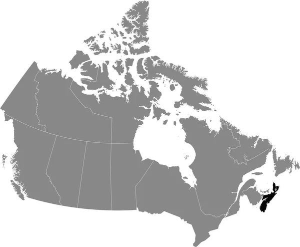 加拿大灰色地图内的新斯科舍省黑色位置图 — 图库矢量图片