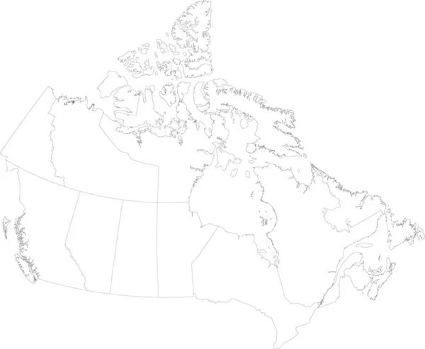 White Vector Map Canada Black Borders Provinces Territories — Stock Vector