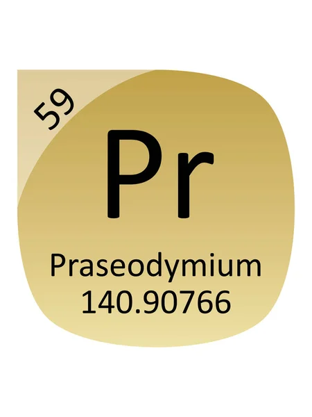 Naam Symbool Atoommassa Atoomnummer Van Het Periodetabel Element Praseodymium — Stockvector
