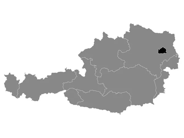 Black Location Map Austrian State Vienna Grey Map Austria — Stock Vector