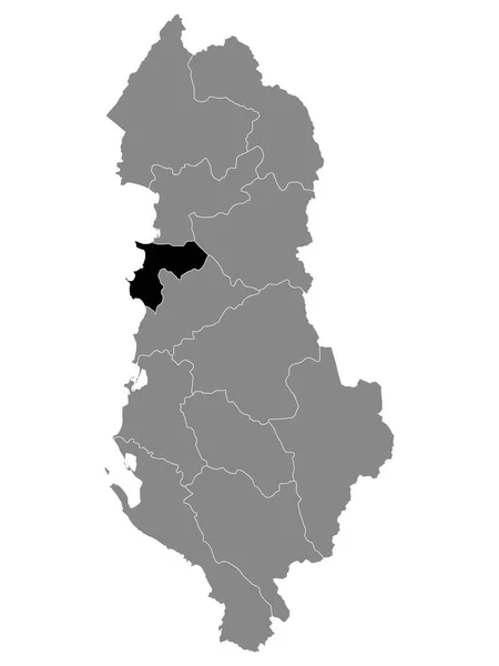 Black Location Map Albanian County Durres Grey Map Albania — Stockový vektor