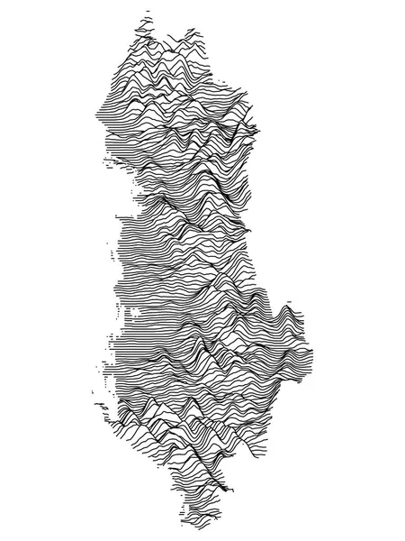 欧洲国家阿尔巴尼亚灰色3D地形图 — 图库矢量图片