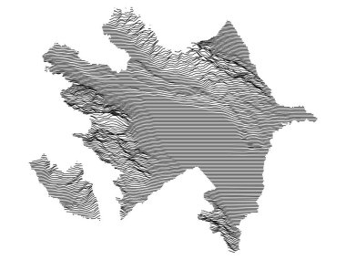 Avrupa 'nın Azerbaycan Ülkesi Gri 3D Topografi Haritası