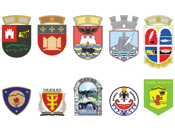 Colección Set Escudo Armas Los Condados Albaneses — Vector de stock