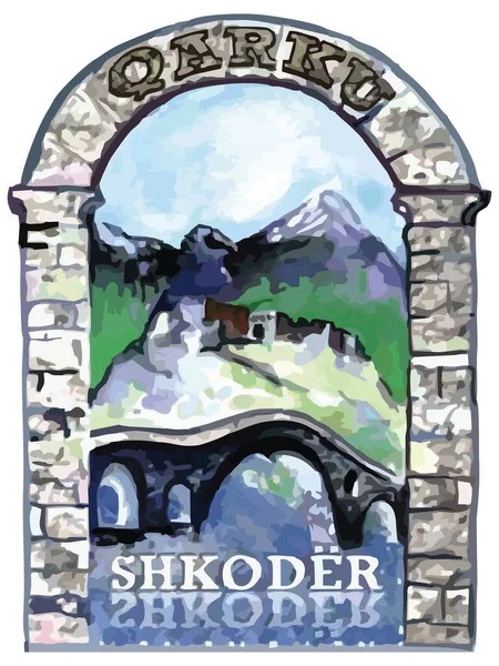 Escudo Armas Del Condado Albanés Shkoder — Vector de stock