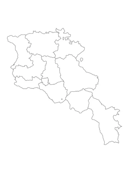 Province Bianche Mappa Del Paese Europeo Armenia — Vettoriale Stock