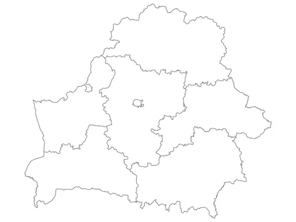 Χάρτης Των Λευκών Περιφερειών Της Ευρωπαϊκής Χώρας Της Λευκορωσίας — Διανυσματικό Αρχείο