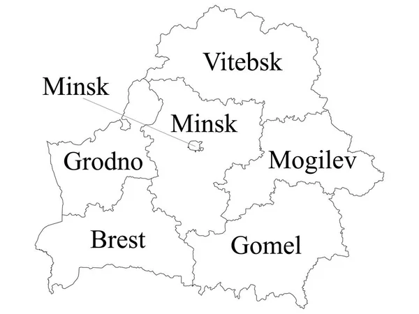 Weiß Markierte Landkarte Des Europäischen Landes Weißrussland — Stockvektor