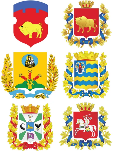 Conjunto Coleção Brasão Armas Das Regiões Bielorrússia — Vetor de Stock