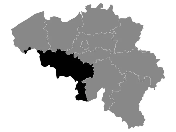 Black Location Map Belgian Province Hainaut Grey Map Belgium — стоковий вектор