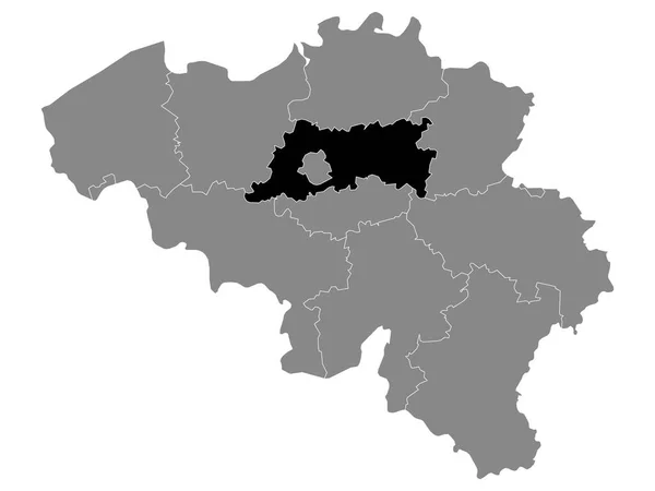 Schwarze Landkarte Der Belgischen Provinz Flämisch Brabant Innerhalb Der Grauen — Stockvektor