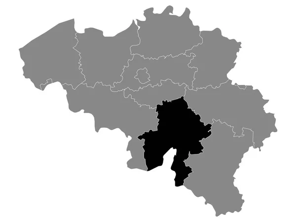 比利时纳穆尔省灰色地图中的黑色位置图 — 图库矢量图片