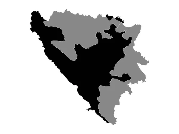 ボスニア ヘルツェゴビナ連邦共和国の黒地地図 — ストックベクタ