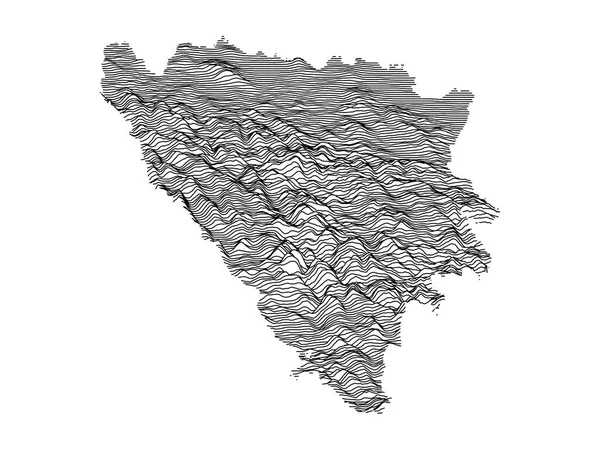 ボスニア ヘルツェゴビナのヨーロッパ諸国の灰色3D地形図 — ストックベクタ