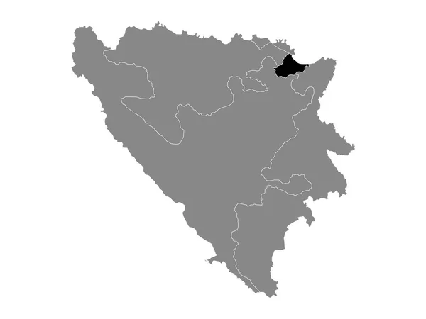 Carte Localisation Noire Entité Bosniaque District Brcko Dans Carte Grise — Image vectorielle