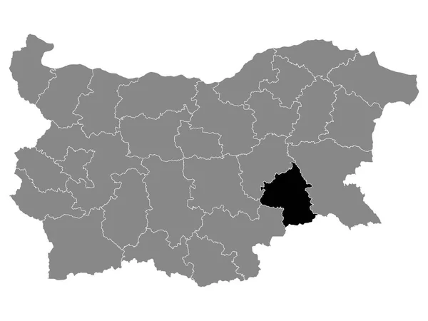 Czarna Mapa Lokalizacji Bułgarskiej Prowincji Yambol Szarej Mapa Bułgarii — Wektor stockowy