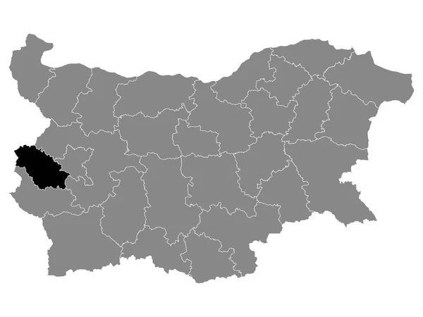 Черная Карта Местности Болгарской Провинции Перник Пределах Серой Карты Болгарии — стоковый вектор