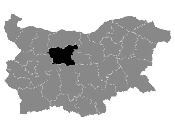 Mappa Nera Della Provincia Bulgara Lovech All Interno Della Mappa — Vettoriale Stock