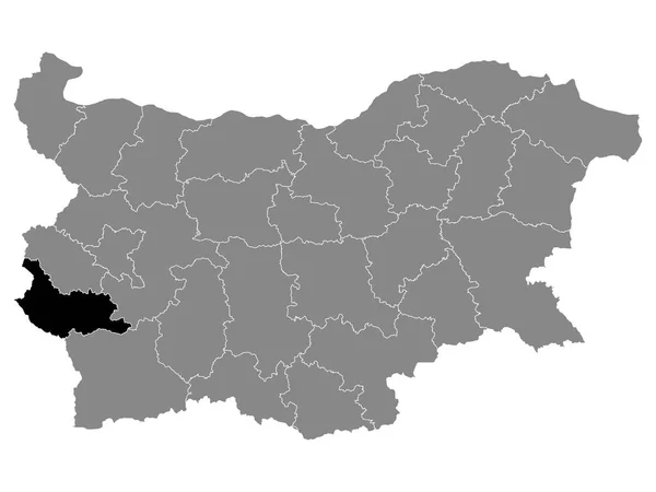 Black Mapa Provincia Búlgara Kyustendil Grey Mapa Bulgaria — Vector de stock