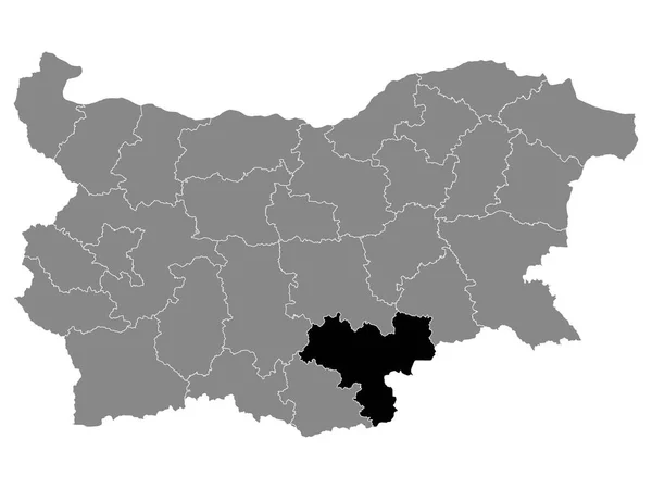 Svart Plats Karta Över Den Bulgariska Provinsen Haskovo Inom Grå — Stock vektor