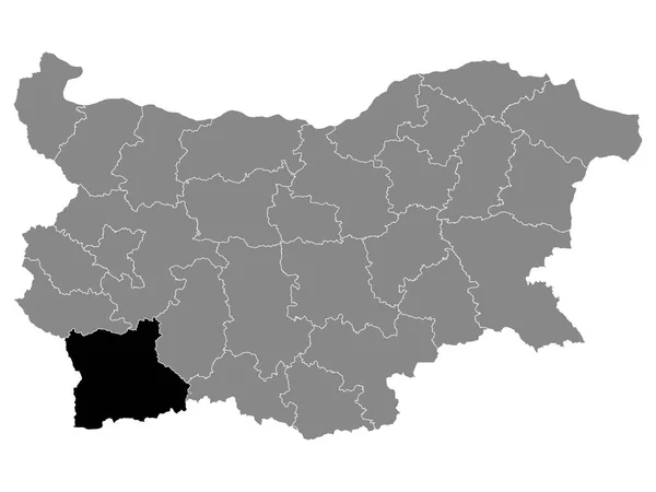 Negro Mapa Ubicación Bulgaria Provincia Blagoevgrad Dentro Grey Mapa Bulgaria — Archivo Imágenes Vectoriales