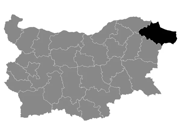 Czarna Mapa Lokalizacji Bułgarskiej Prowincji Dobrich Szarej Mapa Bułgarii — Wektor stockowy