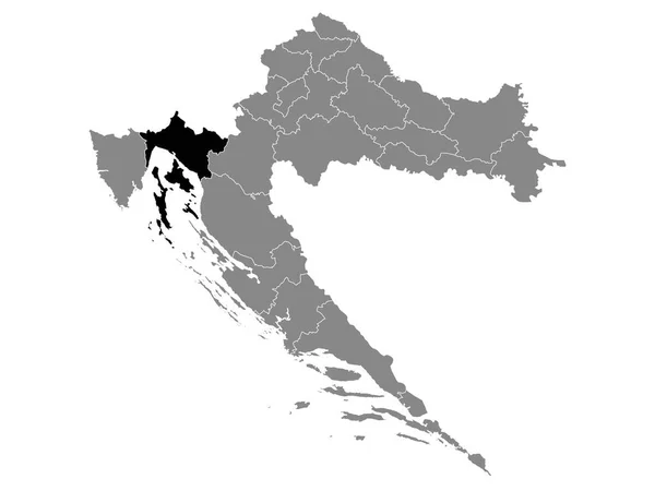 Black Mapa Ubicación Provincia Croata Primorje Gorski Kotar Grey Mapa — Vector de stock