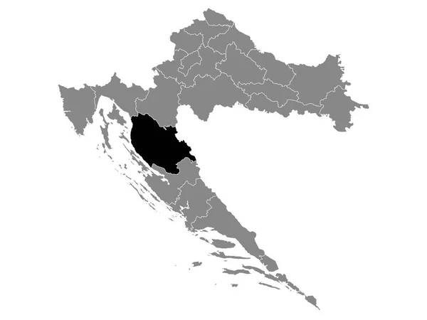 Negro Mapa Ubicación Condado Croacia Lika Senj Grey Mapa Croacia — Vector de stock