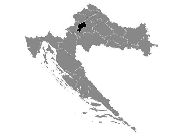Hırvatistan Gri Haritası Dahilinde Hırvatistan Zagreb Lçesinin Siyah Konum Haritası — Stok Vektör