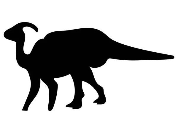 Desenho Simples Dos Desenhos Animados Pretos Dinossauro Parasaurolophus — Vetor de Stock