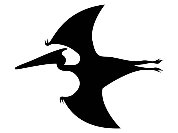 Einfache Schwarze Zeichnung Eines Dinosaurier Pterodactylus — Stockvektor