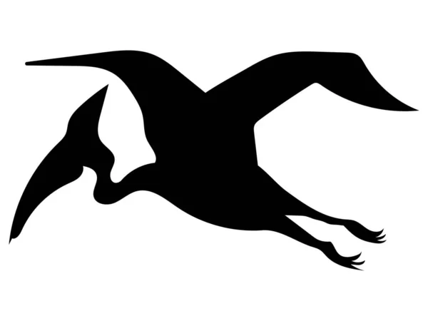 Desenho Simples Dos Desenhos Animados Pretos Dinossauro Pterodactylus —  Vetores de Stock