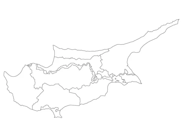 Белые Районы Карта Европейской Страны Кипр — стоковый вектор