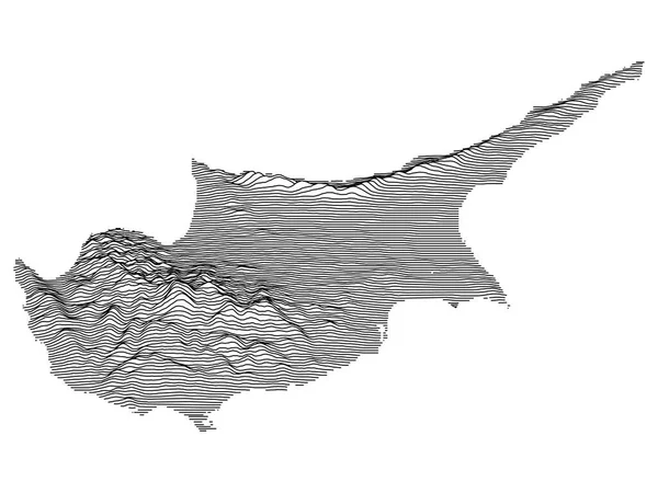 欧洲国家塞浦路斯灰色3D地形图 — 图库矢量图片