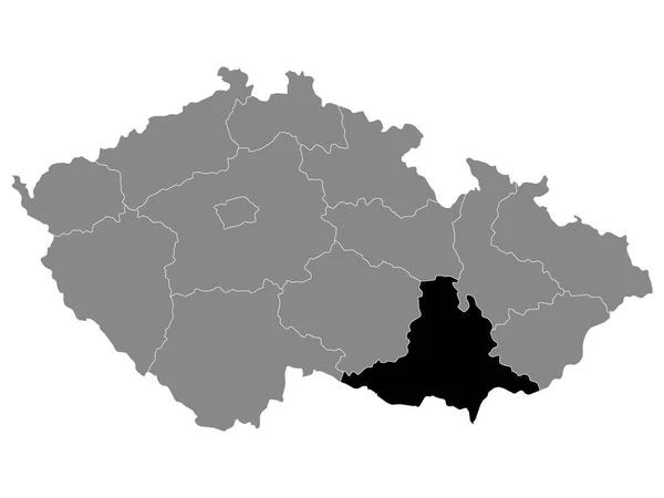 Zwarte Plattegrond Van Tsjechische Regio Zuid Moravië Grijze Kaart Van — Stockvector