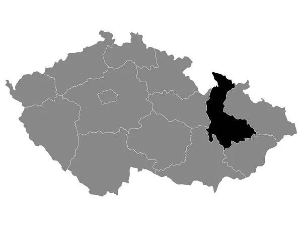 Svart Läge Karta Över Tjeckiska Regionen Olomouc Inom Grey Map — Stock vektor