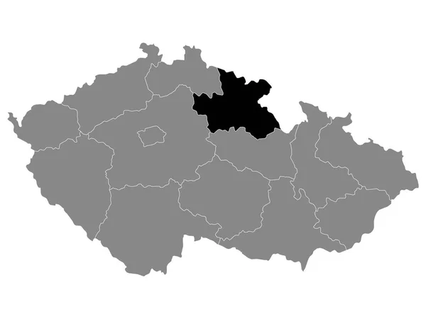 Černá Mapa Lokality Českého Kraje Hradec Králové Šedé Mapě České — Stockový vektor