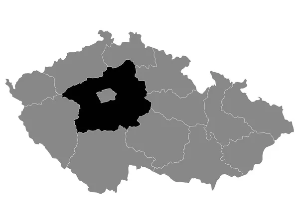 Mapa Localização Czech Region Central Bohemia Dentro Grey Mapa Czech — Vetor de Stock