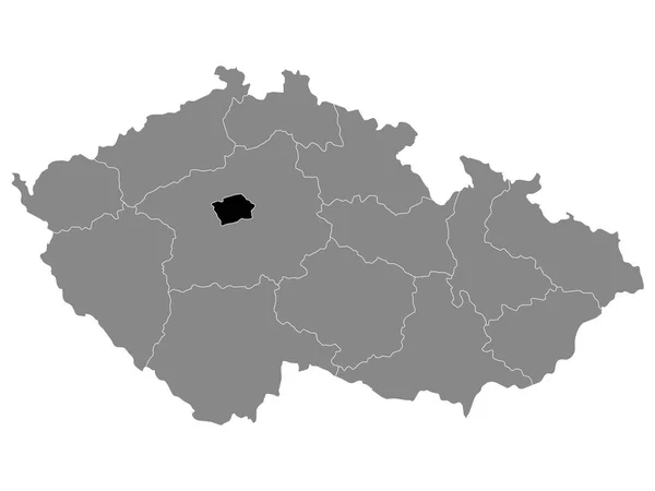 Negro Mapa Ubicación Región Checa Praga Grey Mapa República Checa — Vector de stock
