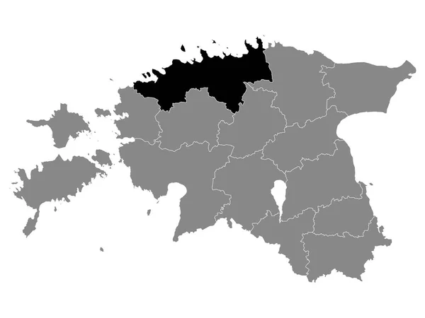 Black Location Map Estonian Harju County Grey Map Estonia — стоковий вектор