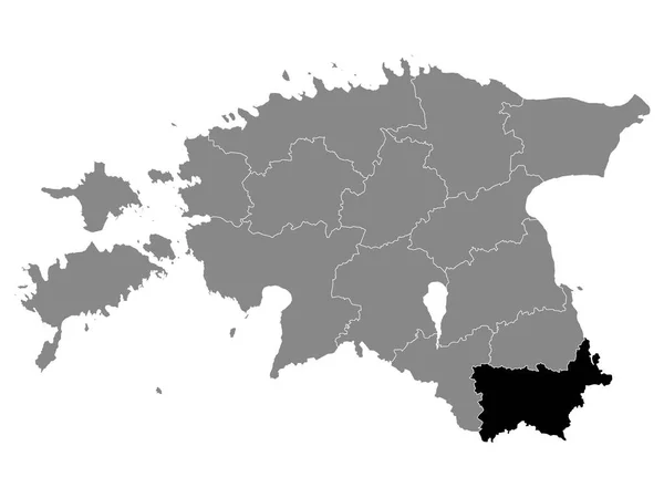 Black Mapa Ubicación Del Condado Voru Estonio Grey Mapa Estonia — Archivo Imágenes Vectoriales