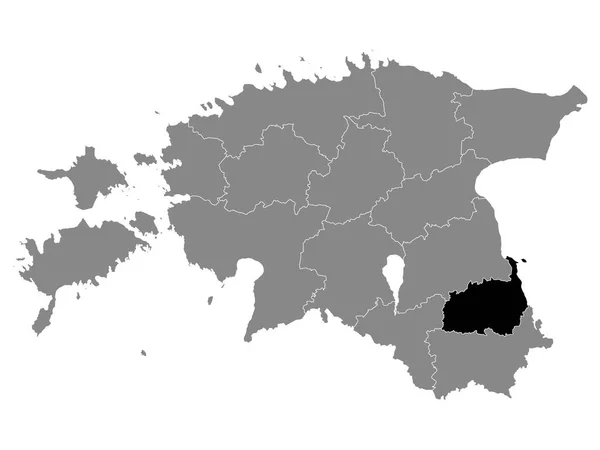Czarna Mapa Lokalizacji Hrabstwa Polva Estonii — Wektor stockowy