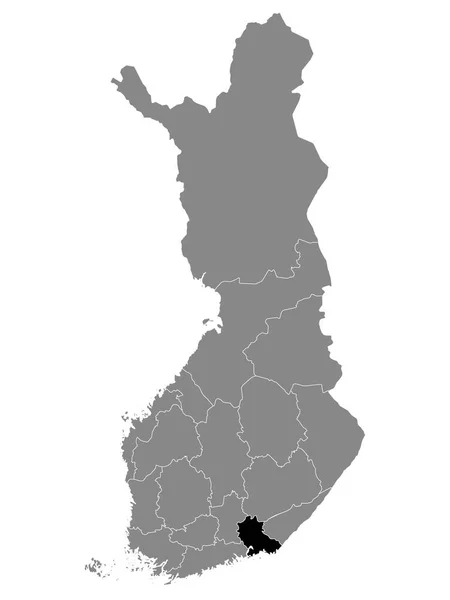 Mapa Localização Finish Kymi Valley Region Dentro Grey Map Finland — Vetor de Stock