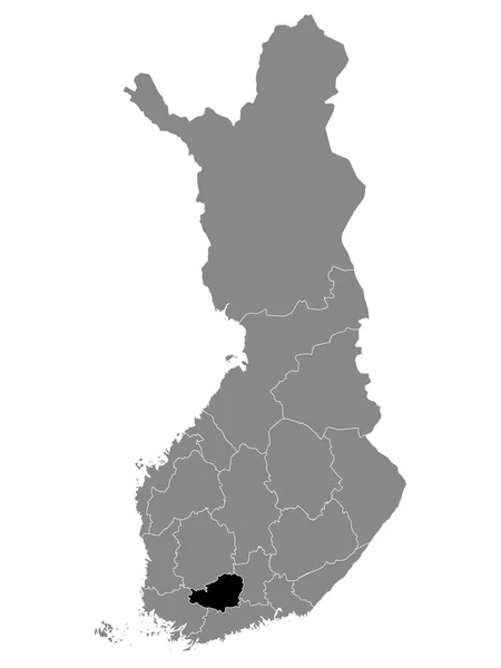 Negro Mapa Ubicación Finish Tavastia Proper Region Dentro Grey Mapa — Vector de stock