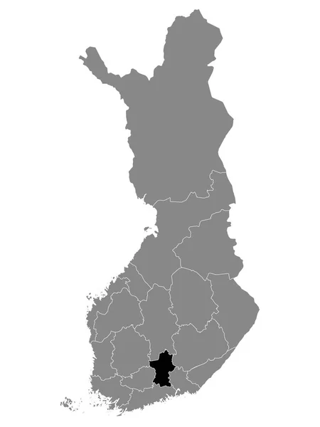 Negro Mapa Ubicación Finish Pijnne Tavastia Region Dentro Grey Mapa — Archivo Imágenes Vectoriales