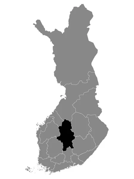 芬兰灰色地图中芬兰芬兰芬兰中部地区的黑色位置图 — 图库矢量图片