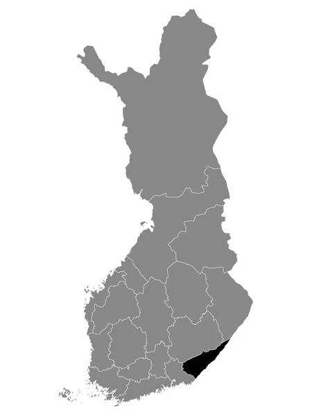 Black Location Map Finish South Karelia Region Grey Χάρτης Της — Διανυσματικό Αρχείο