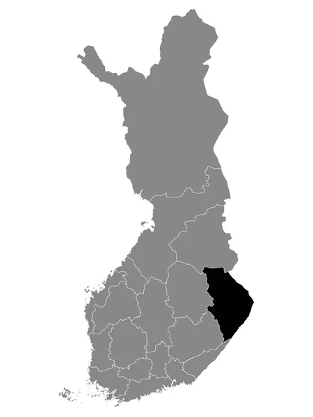 Czarna Mapa Lokalizacji Region Karelia Północna Szarej Mapa Finlandii — Wektor stockowy