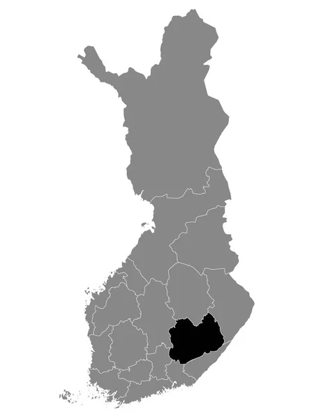 Svart Läge Karta Över Finska Södra Savolax Regionen Inom Grå — Stock vektor